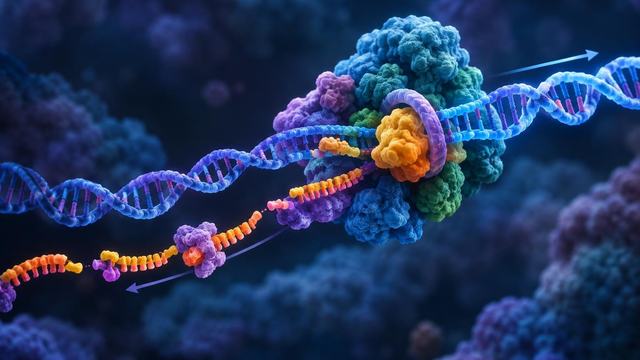 AI image: How the DNA-copying machine keeps two very different strands in step