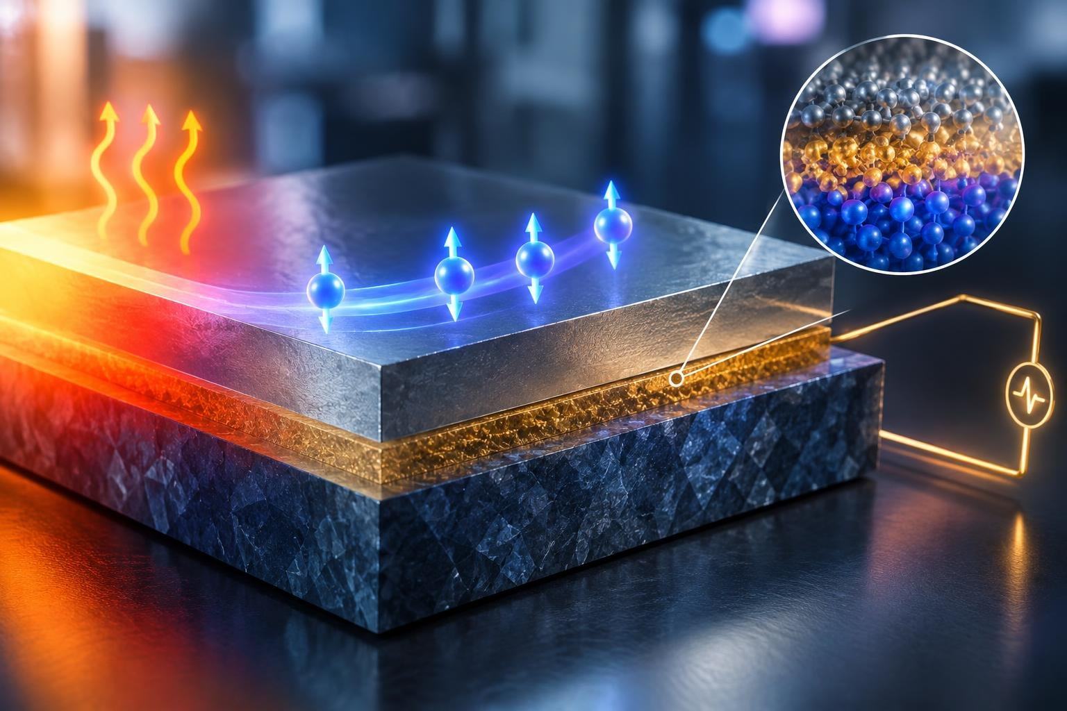 AI image: A Nearly Invisible Metal Layer Gives Spin Signals a Boost