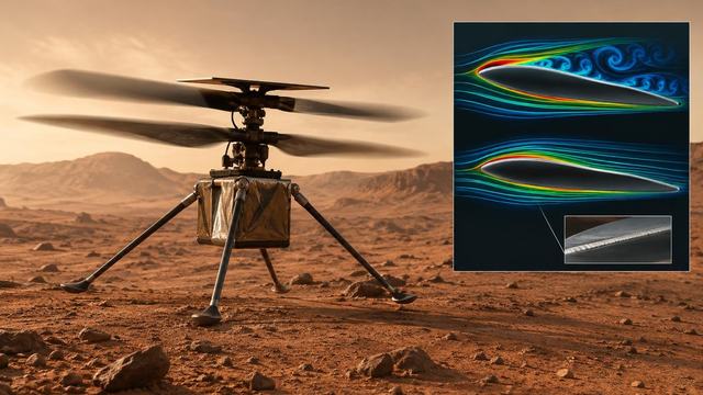 AI image: The Mars Helicopter Blade That Uses Turbulence to Climb