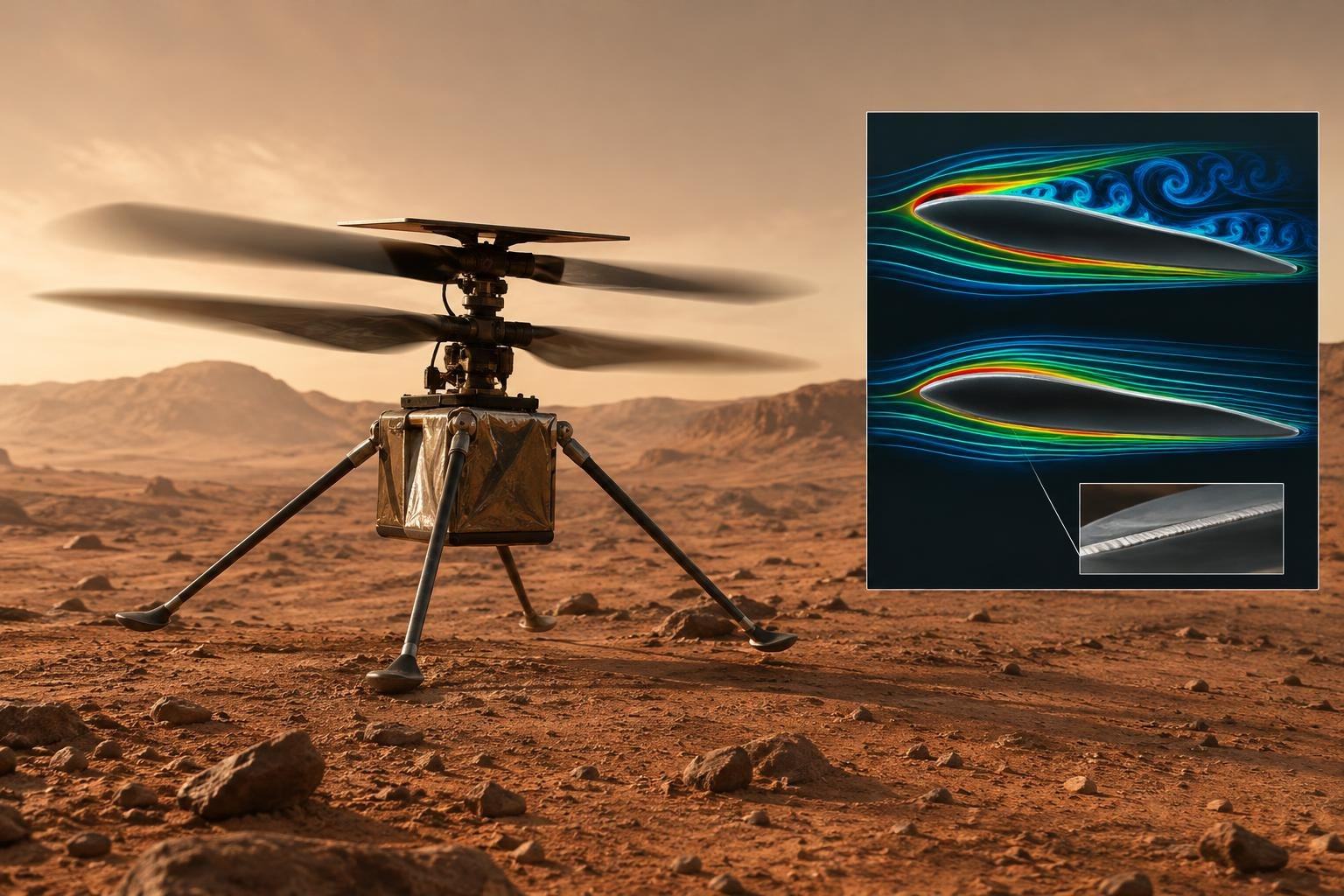 AI image: The Mars Helicopter Blade That Uses Turbulence to Climb