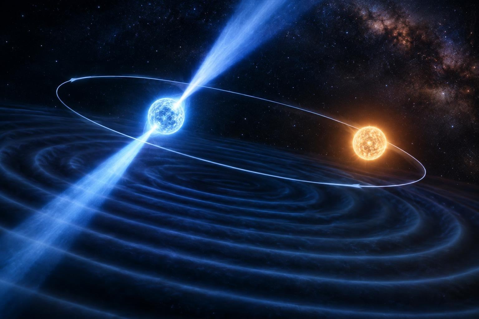AI image: A Cosmic Clock Puts Einstein’s Gravity to the Test