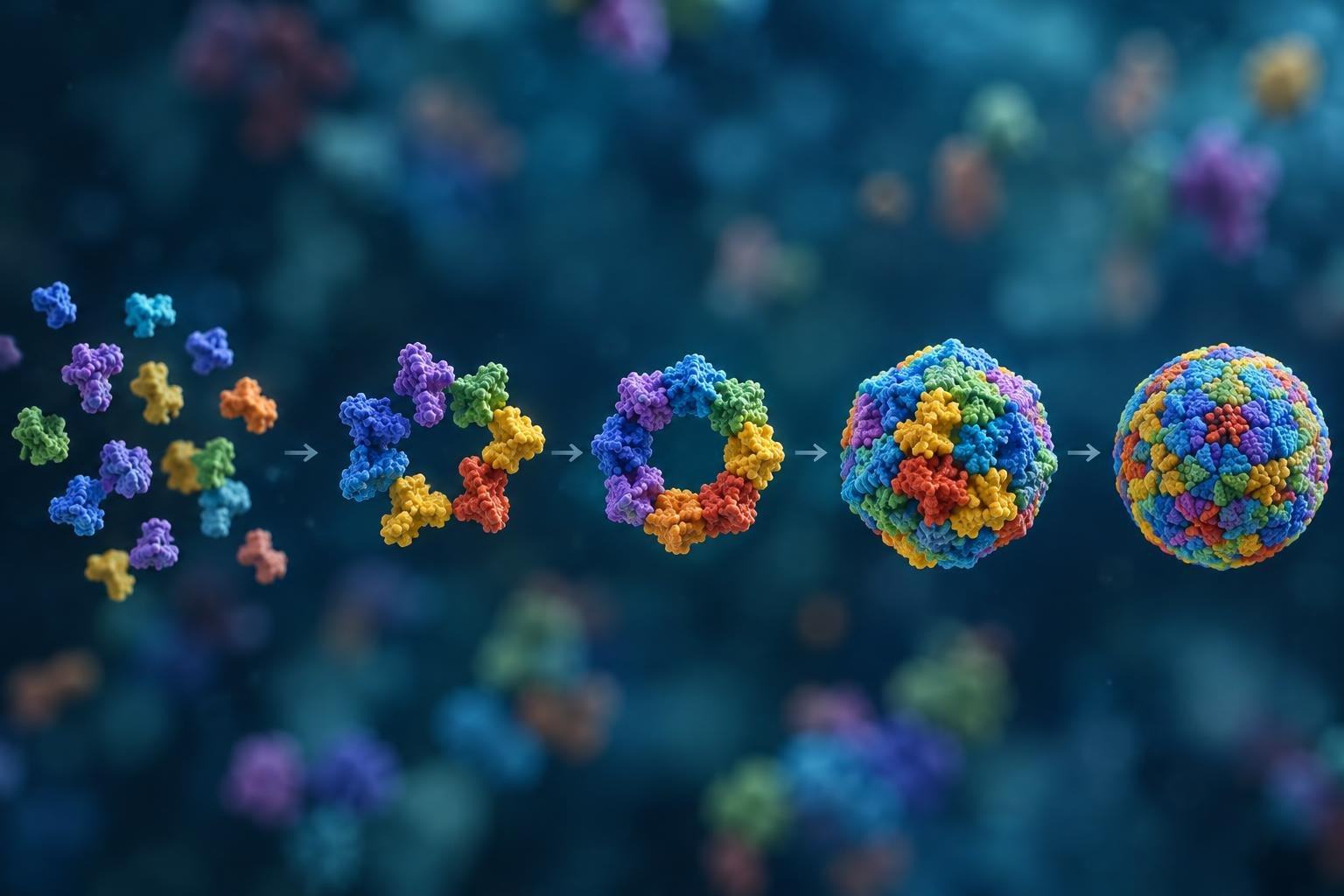 AI image: How Viruses Build Their Shells Without a Blueprint