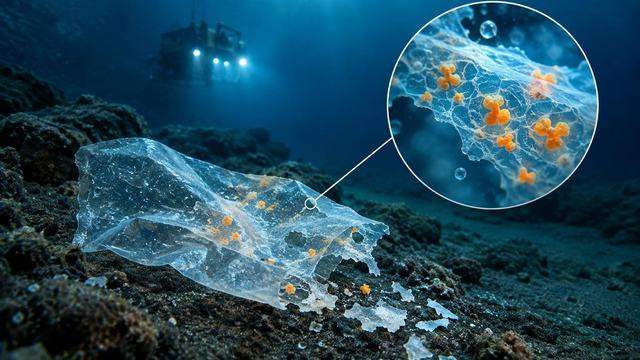 AI image: A Plastic “Switch” Helps Enzymes Work in the Deep Sea