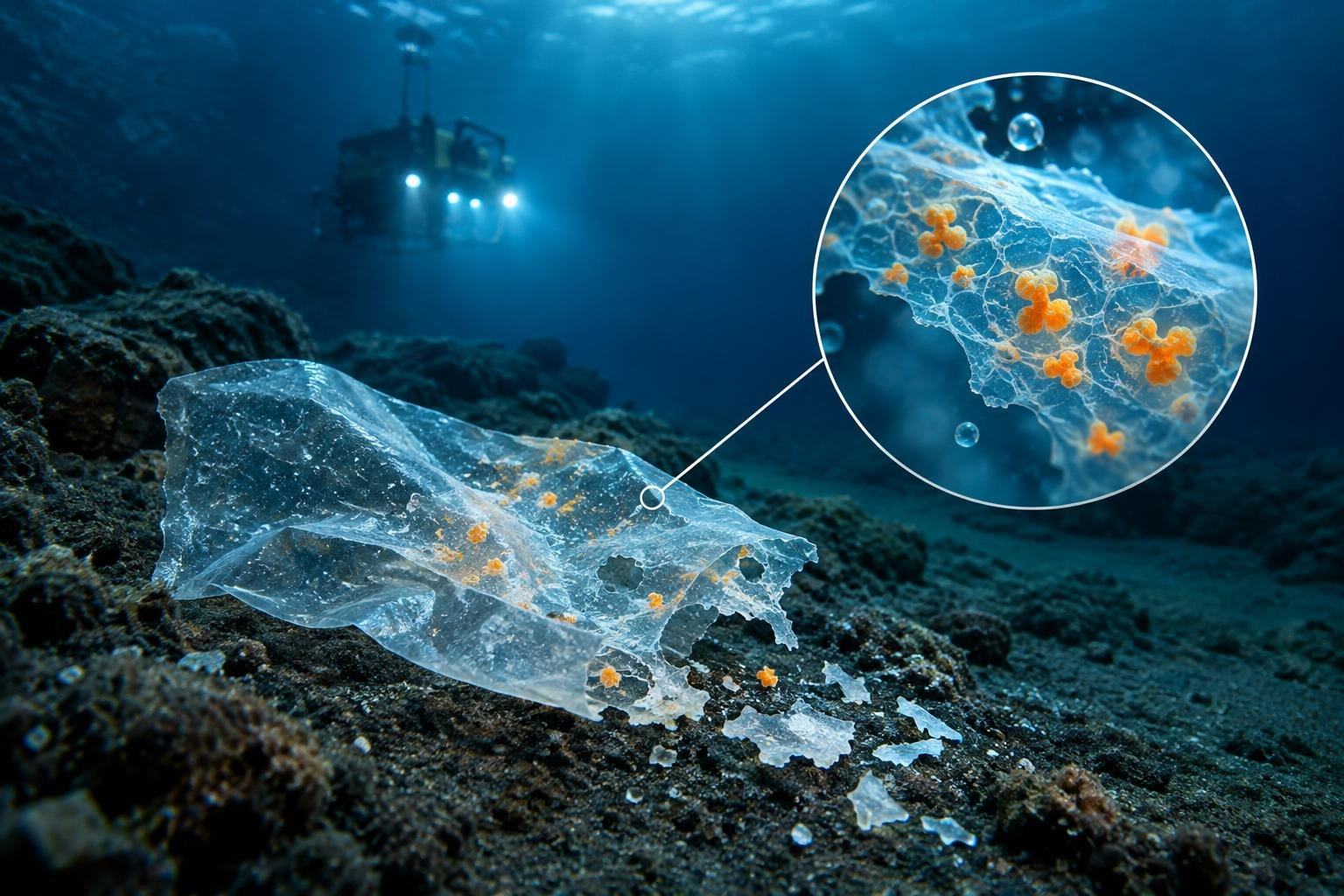 AI image: A Plastic “Switch” Helps Enzymes Work in the Deep Sea